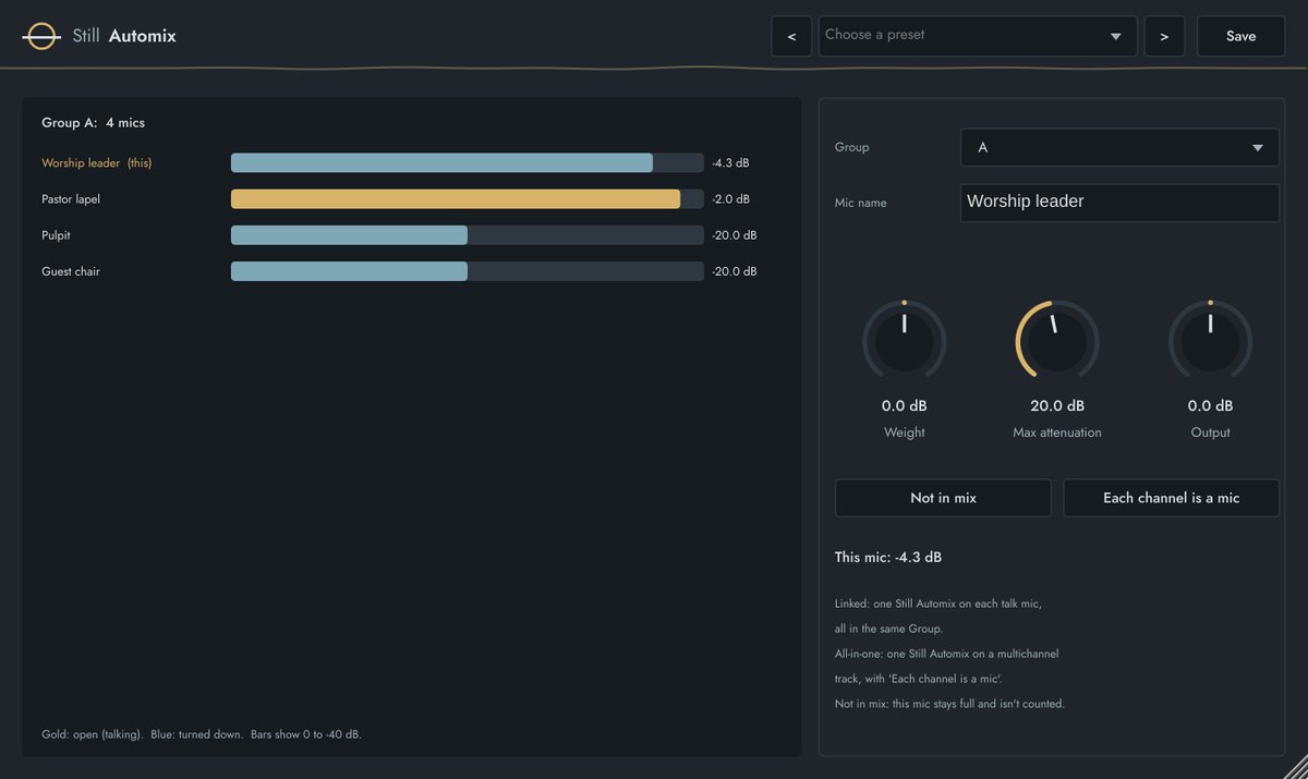Still Automix plugin window